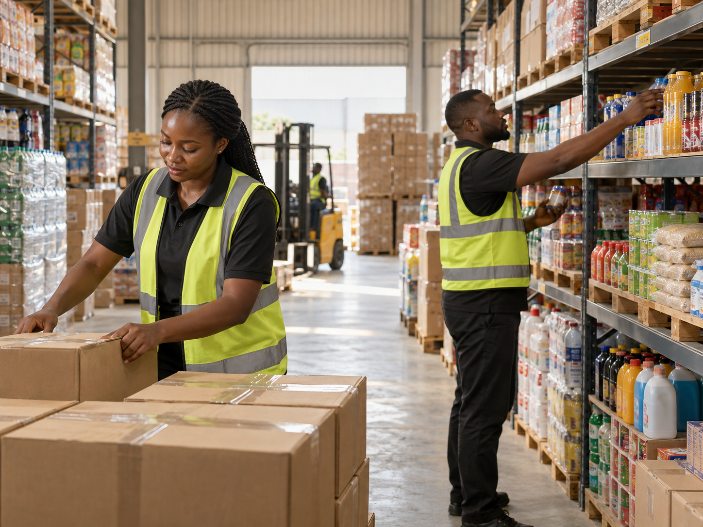 Illustrative FMCG warehouse and packaged consumer goods
